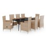 Juego de comedor de jardín 9 piezas con cojines beige by , Garden sets - Ref: Foro24-3099460, Price: 1,00 €, Discount: %