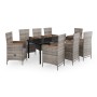 Juego de comedor de jardín 9 pzas con cojines gris by , Garden sets - Ref: Foro24-3099436, Price: 1,00 €, Discount: %
