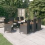 Juego de comedor de jardín 9 piezas con cojines negro