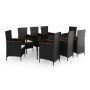 Juego de comedor de jardín 9 piezas con cojines negro by , Garden sets - Ref: Foro24-3099448, Price: 1,00 €, Discount: %