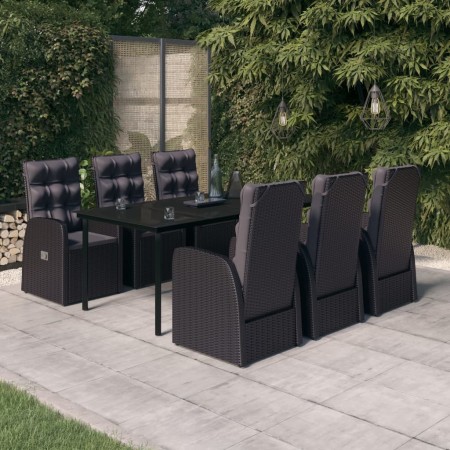 Juego de comedor de jardín 7 piezas con cojines negro by , Garden sets - Ref: Foro24-3099483, Price: 1,00 €, Discount: %