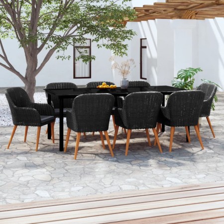 Juego de comedor de jardín 9 piezas con cojines negro by , Garden sets - Ref: Foro24-3099510, Price: 1,00 €, Discount: %