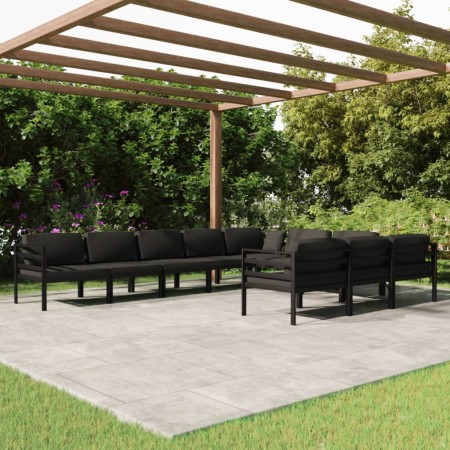 Set muebles de jardín 10 pzas y cojines aluminio gris antracita by , Garden sets - Ref: Foro24-3107825, Price: 1,00 €, Discou...