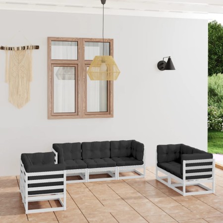 7-teiliges Gartenmöbel-Set mit Kissen aus massivem Kiefernholz von vidaXL, Gartensets - Ref: Foro24-3076500, Preis: 806,67 €,...
