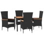 Set de muebles jardín 5 pzas con cojines ratán sintético negro by , Garden sets - Ref: Foro24-3157529, Price: 398,62 €, Disco...