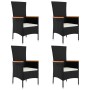 Set de muebles jardín 5 pzas con cojines ratán sintético negro by , Garden sets - Ref: Foro24-3157529, Price: 398,62 €, Disco...