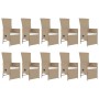 Set comedor de jardín 11 pzas con cojines ratán sintético beige
