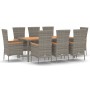 Set comedor jardín 9 pzas y cojines ratán sintético gris von , Gartensets - Ref: Foro24-3157543, Preis: 744,78 €, Rabatt: %
