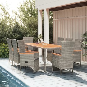 Set comedor jardín 9 pzas y cojines ratán sintético gris von , Gartensets - Ref: Foro24-3157560, Preis: 1,00 €, Rabatt: -5%%
