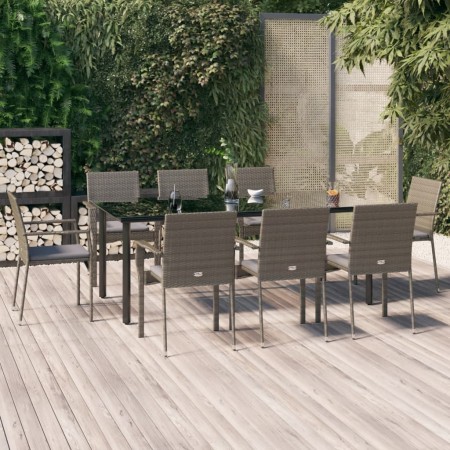Set comedor jardín 9 pzas y cojines ratán sintético negro gris von , Gartensets - Ref: Foro24-3185142, Preis: 679,98 €, Rabat...