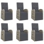 Set comedor jardín 7 pzas y cojines ratán sintético gris