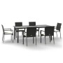 Set de comedor de jardín 7 pzas y cojines ratán sintético negro by , Garden sets - Ref: Foro24-3185135, Price: 575,52 €, Disc...