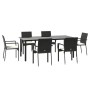 Set de comedor de jardín 7 pzas y cojines ratán sintético negro by , Garden sets - Ref: Foro24-3185135, Price: 575,52 €, Disc...