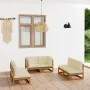 6-teiliges Gartenmöbel-Set mit Kissen aus massivem Kiefernholz von vidaXL, Gartensets - Ref: Foro24-3076462, Preis: 618,19 €,...