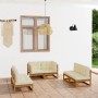 6-teiliges Gartenmöbel-Set mit Kissen aus massivem Kiefernholz von vidaXL, Gartensets - Ref: Foro24-3076462, Preis: 626,85 €,...