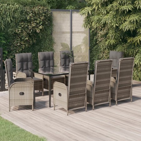 Set comedor jardín 9 pzas y cojines ratán sintético negro gris by , Garden sets - Ref: Foro24-3185206, Price: 1,00 €, Discoun...