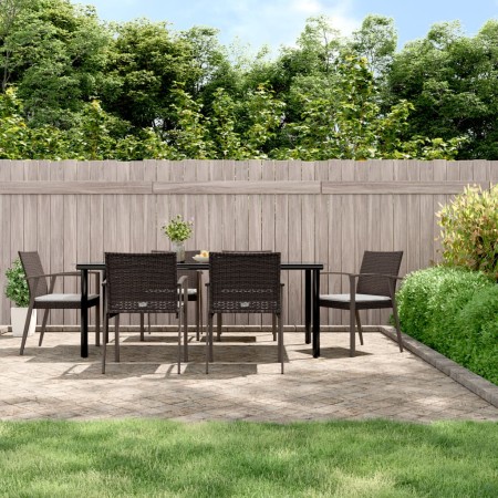 Juego comedor jardín 7 piezas y cojines ratán sintético y acero by , Garden sets - Ref: Foro24-3186997, Price: 637,73 €, Disc...