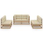 6-piece garden furniture set with solid pine wood cushions by vidaXL, Garden sets - Ref: Foro24-3076462, Price: 626,85 €, Dis...