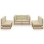 6-teiliges Gartenmöbel-Set mit Kissen aus massivem Kiefernholz von vidaXL, Gartensets - Ref: Foro24-3076462, Preis: 618,19 €,...
