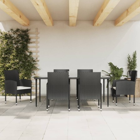 Juego de comedor de jardín 7 pzas ratán sintético y acero negro by , Garden sets - Ref: Foro24-3203310, Price: 330,95 €, Disc...