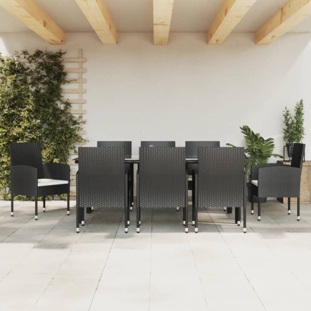 Juego de comedor de jardín 9 pzas ratán sintético y acero negro by , Garden sets - Ref: Foro24-3203319, Price: 498,39 €, Disc...