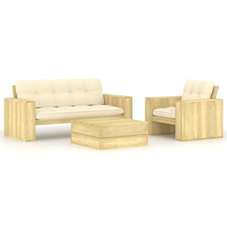 Set muebles de jardín y cojines 3 pzas madera pino impregnada von , Gartensets - Ref: Foro24-3065776, Preis: 586,16 €, Rabatt: %