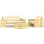 Set muebles de jardín y cojines 3 pzas madera pino impregnada von , Gartensets - Ref: Foro24-3065776, Preis: 586,16 €, Rabatt: %