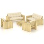Set muebles de jardín y cojines 5 pzas madera pino impregnada von , Gartensets - Ref: Foro24-3065788, Preis: 1,00 €, Rabatt: %