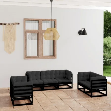 Gartenmöbelset 7-tlg. mit Kissen aus massivem Kiefernholz von vidaXL, Gartensets - Ref: Foro24-3076503, Preis: 882,42 €, Raba...