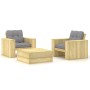 Set muebles de jardín y cojines 3 pzas madera pino impregnada by , Garden sets - Ref: Foro24-3065805, Price: 454,63 €, Discou...