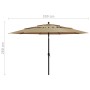 Sombrilla jardín de 3 niveles con palo de aluminio taupe 3,5 m by , Umbrellas - Ref: Foro24-313879, Price: 152,01 €, Discount: %