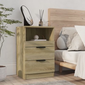 Mesita de noche madera contrachapada color roble Sonoma by , Nightstands - Ref: Foro24-811238, Price: 59,50 €, Discount: %