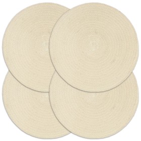 Manteles individuales redondos 4 uds algodón natural liso 38 cm de , Manteles individuales - Ref: Foro24-133842, Precio: 19,8...