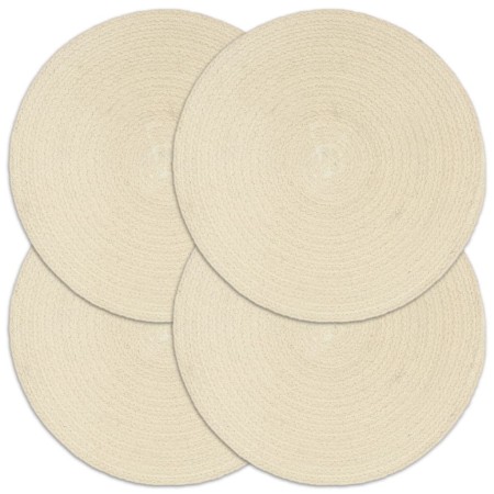 Manteles individuales redondos 4 uds algodón natural liso 38 cm de , Manteles individuales - Ref: Foro24-133842, Precio: 19,8...