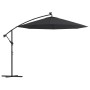 Sombrilla voladiza con luces LED y poste de acero negra 300 cm de , Sombrillas - Ref: Foro24-47136, Precio: 131,82 €, Descuen...