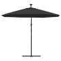 Sombrilla voladiza con luces LED y poste de acero negra 300 cm de , Sombrillas - Ref: Foro24-47136, Precio: 131,82 €, Descuen...