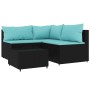 Juego de jardín con cojines 4 piezas ratán sintético negro von , Outdoor-Sofas - Ref: Foro24-319797, Preis: 279,32 €, Rabatt: %