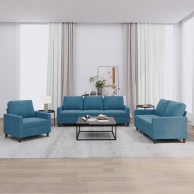 Juego de sofás con cojines 3 piezas terciopelo azul de , Sofás - Ref: Foro24-3201485, Precio: 730,08 €