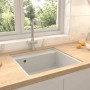 Fregadero de cocina con rebosadero granito blanco de , Fregaderos - Ref: Foro24-147064, Precio: 164,98 €, Descuento: %