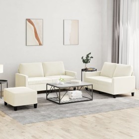 Juego de sofás con cojines 3 piezas terciopelo crema by , Sofas - Ref: Foro24-3201514, Price: 541,06 €, Discount: %