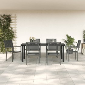 Juego de comedor para jardín 7 piezas acero y textilene negro by , Garden sets - Ref: Foro24-3200732, Price: 479,55 €, Discou...