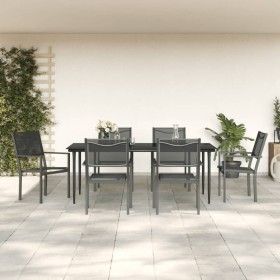 Juego de comedor para jardín 7 piezas acero y textilene negro de , Conjuntos de jardín - Ref: Foro24-3200724, Precio: 481,20 ...