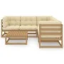 Muebles de jardín 6 piezas con cojines de madera de pino maciza de vidaXL, Conjuntos de jardín - Ref: Foro24-3076552, Precio:...