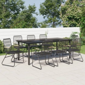 Juego de comedor de jardín 9 piezas ratán PVC negro by , Garden sets - Ref: Foro24-3099214, Price: 633,54 €, Discount: %