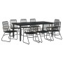 Juego de comedor de jardín 9 piezas ratán PVC negro by , Garden sets - Ref: Foro24-3099214, Price: 633,54 €, Discount: %