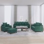Juego de sofás con cojines 4 piezas terciopelo verde oscuro by , Sofas - Ref: Foro24-3201692, Price: 646,84 €, Discount: %
