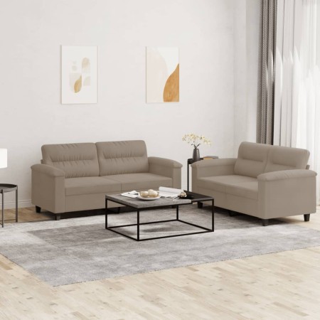 Juego de sofás con cojines 2 piezas tela microfibra taupe by , Sofas - Ref: Foro24-3202314, Price: 520,45 €, Discount: %