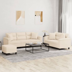 Juego de sofás con cojines 3 piezas tela microfibra beige de , Sofás - Ref: Foro24-3202361, Precio: 673,12 €, Descuento: -5%%