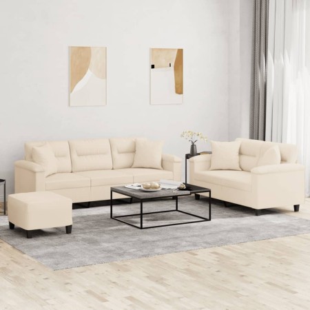 Juego de sofás con cojines 3 piezas tela microfibra beige von , Sofas - Ref: Foro24-3202361, Preis: 673,12 €, Rabatt: -5%%