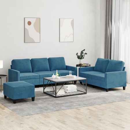 Juego de sofás con cojines 3 piezas terciopelo azul by , Sofas - Ref: Foro24-3201535, Price: 602,96 €, Discount: %